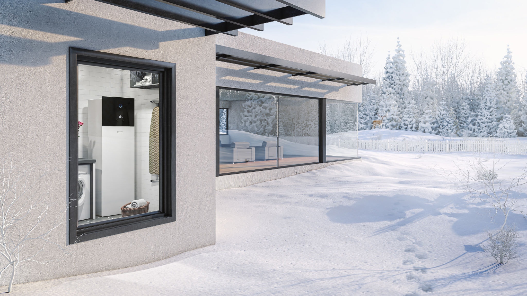 House in beautiful snow landscape