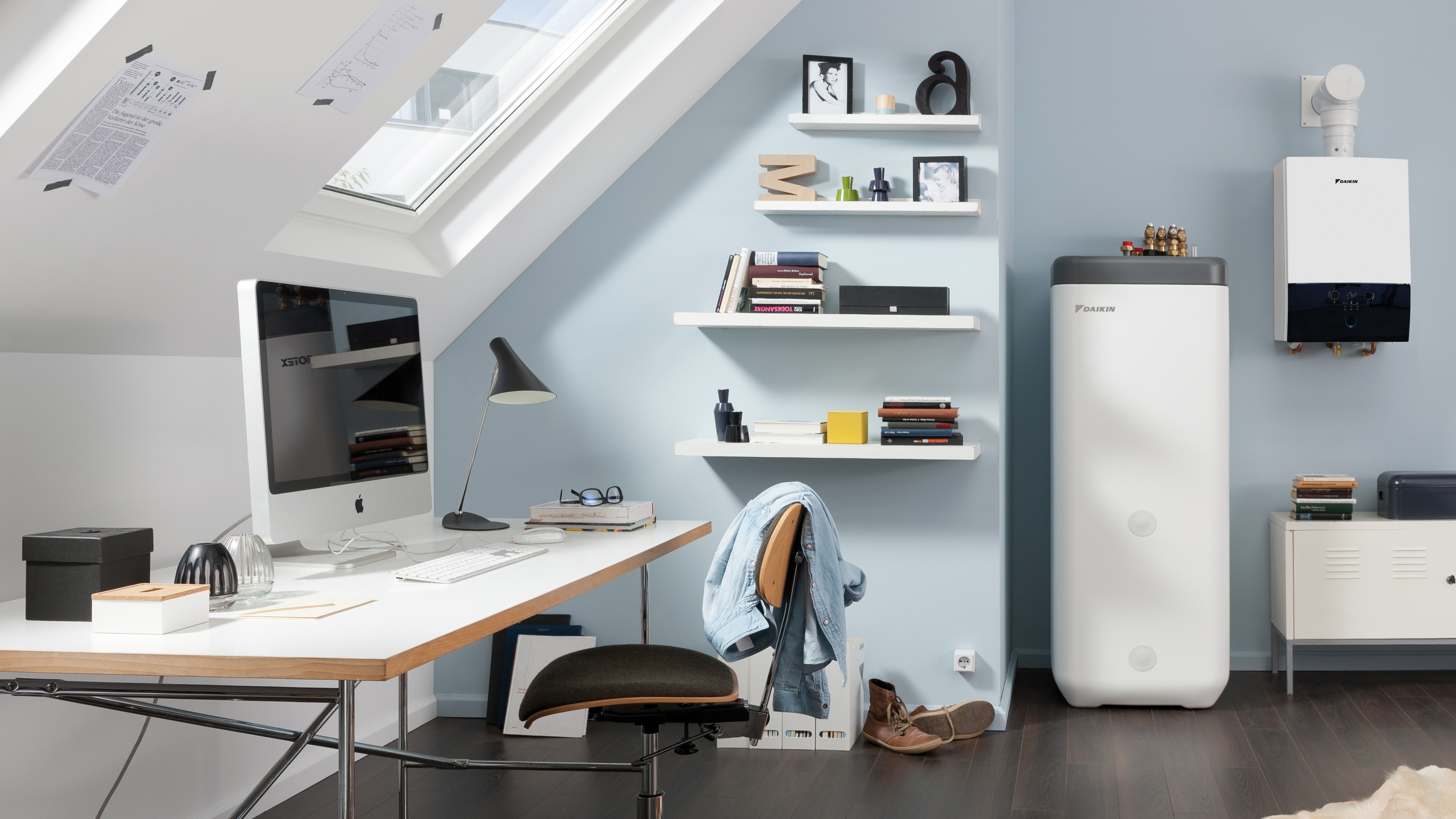 Depósito de agua caliente Daikin integrado en el dormitorio