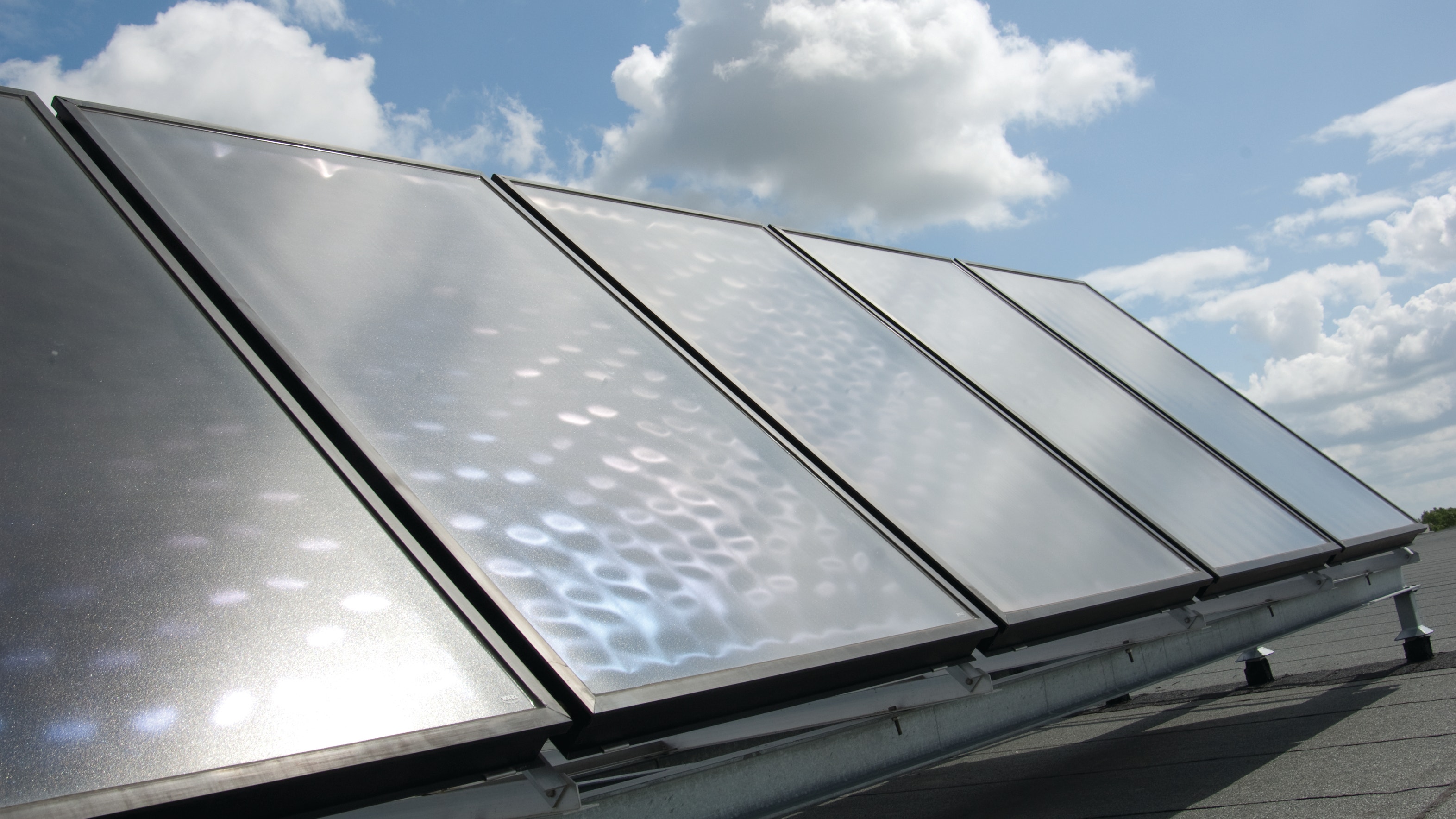 Solar panels under blue sky